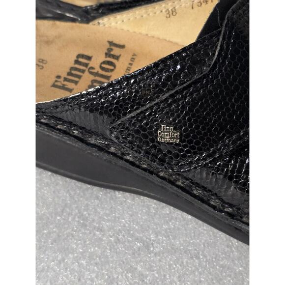 FINN COMFORT AUSSIE BLACK LEATHER CLOGS MULES LOAFERS SHOES WOMENS SZ 7 EU 38 D - Picture 5 of 6